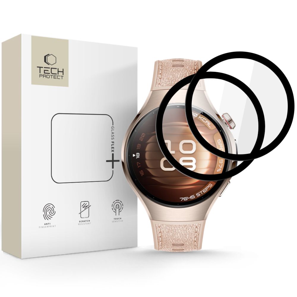 Tech-Protect Glass Flex+ 2-pak hybridglas til Huawei Watch 5 42 mm - sort