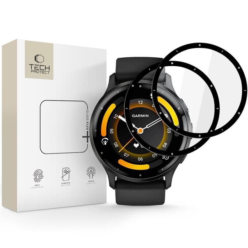 Tech-Protect Glass Flex+ 2-pak hybridglas til Garmin Venu 3 - sort
