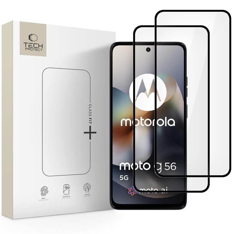 Tech-Protect Glass Fit+ 2-pak hærdet glas til Motorola Moto G56 5G - sort