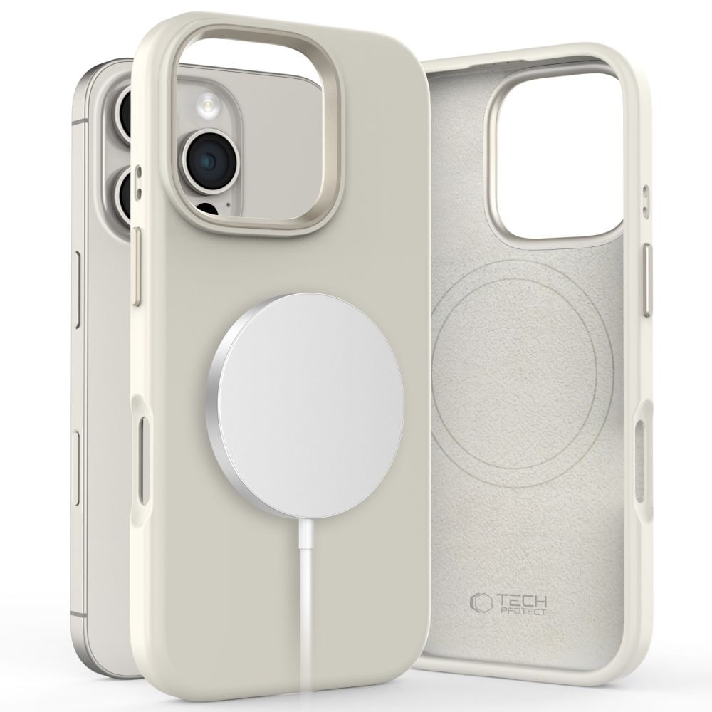 Tech-Protect silikone PU MagSafe iPhone 16 Pro-etui - Beige