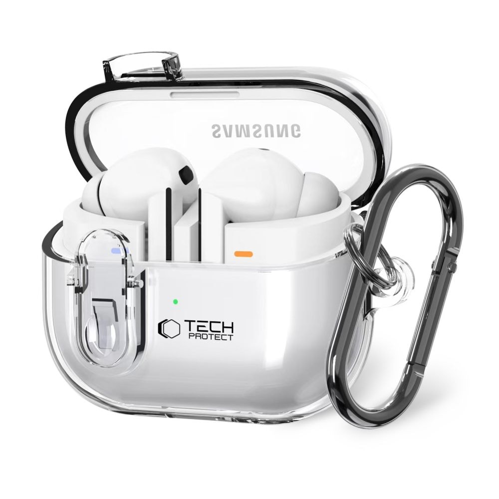 Tech-Protect FlexAir-etui med karabinhage til Samsung Galaxy Buds 3 / 3 Pro - Transparent