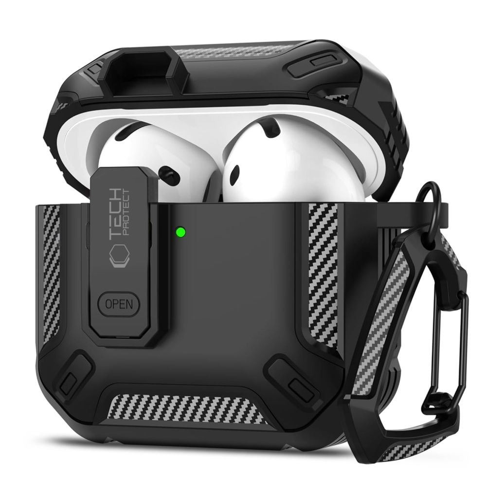 Tech-Protect Carbonox-etui til AirPods 4 - Sort