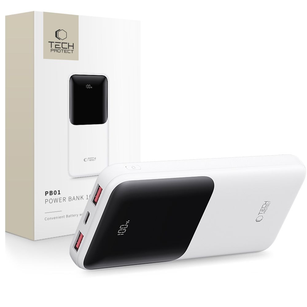 Powerbank Tech-Protect PB01 10000mAh 22.5W - hvid