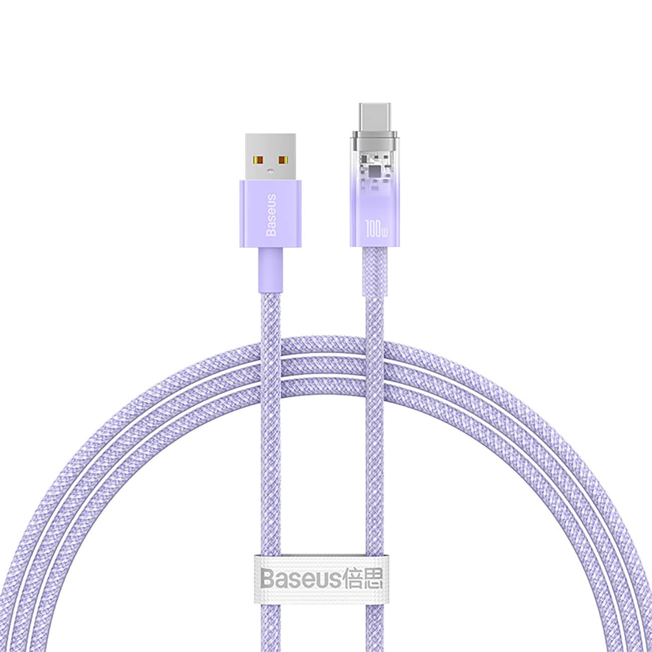 Baseus Explorer 100W USB-A - USB-C kabel med intelligent temperatursensor 1m - Lilla