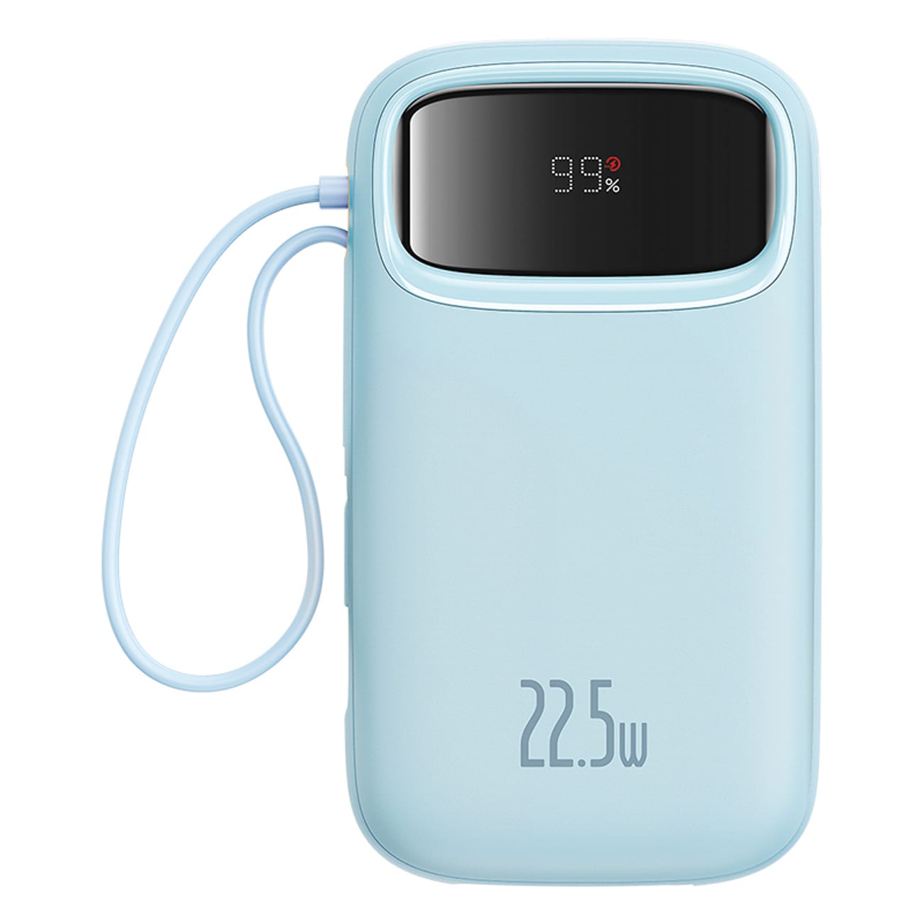 Baseus Qpow2 20000mAh 22.5W Powerbank med dobbelt kabel + Simple USB-C 3A Kabel 0.3m (Hvid) - Blå