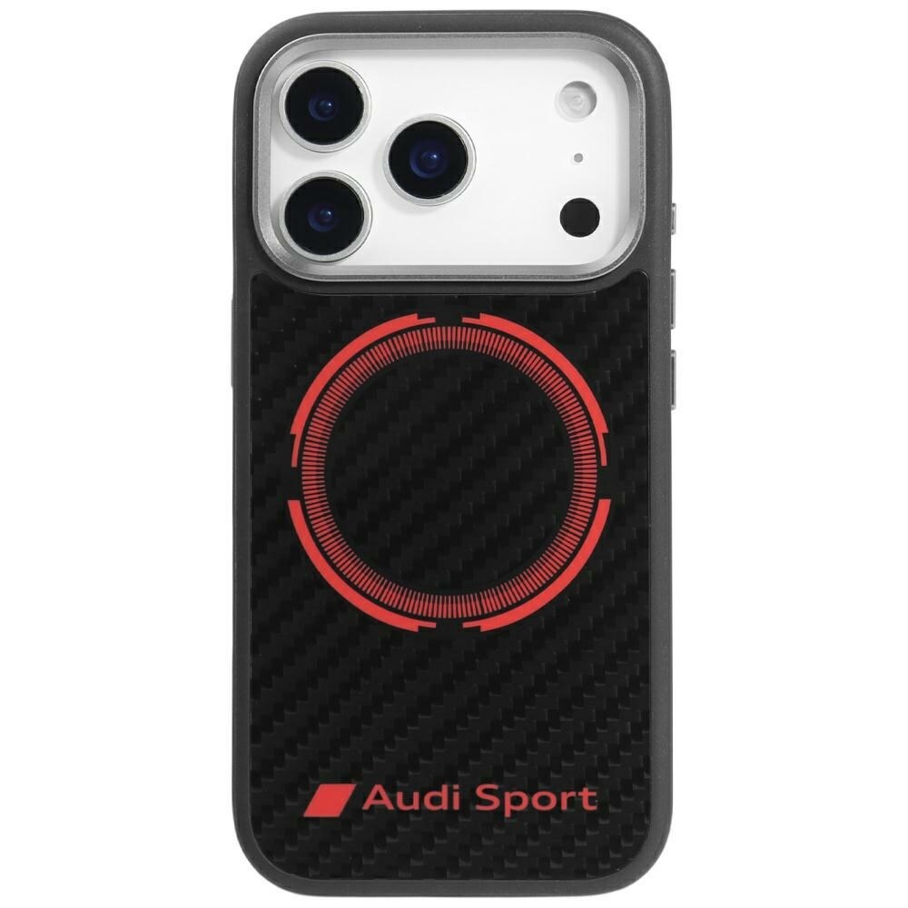 Audi RSQ Carbon Fiber Sport Red Circle MagSafe-etui til iPhone 17 Pro - Sort