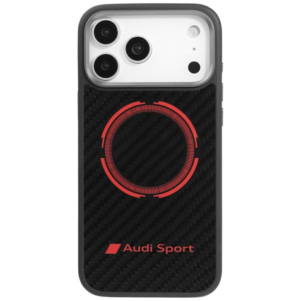Audi RSQ Carbon Fiber Sport Red Circle MagSafe-etui til iPhone 17 Pro Max - Sort