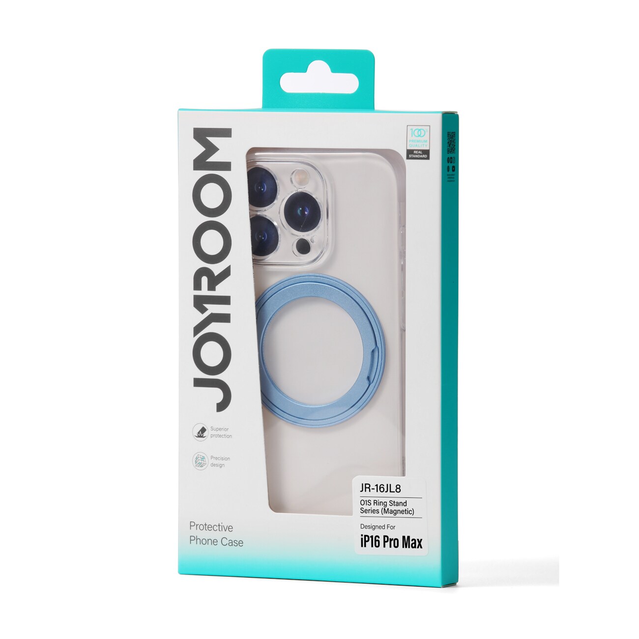 Joyroom JR-16JL6 Etui til iPhone 16 Pro Max Ultra-tynd MagSafe-kompatibel med 360° ringstativ - Blå