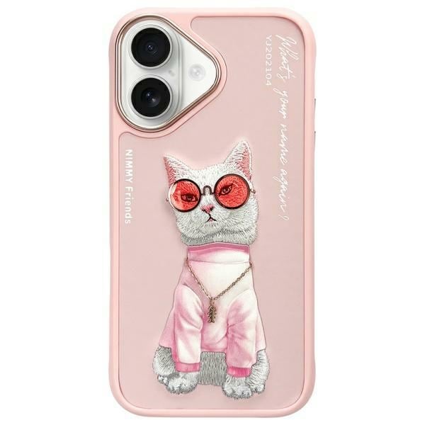 Nimmy Glasses Cool Cat iPhone 16 etui - Pink