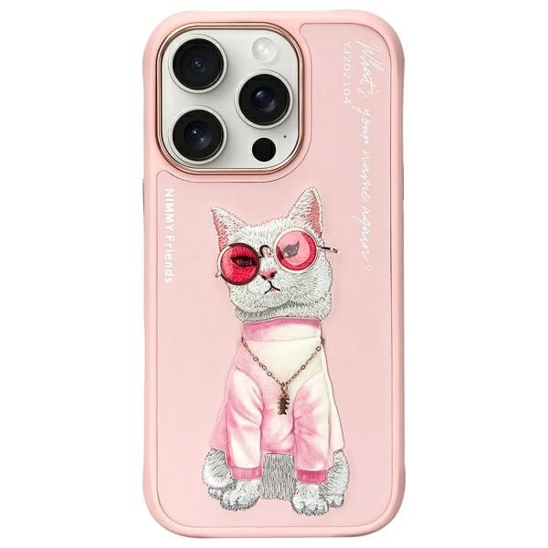 Nimmy Glasses Cool Cat-etui til iPhone 16 Pro - Pink