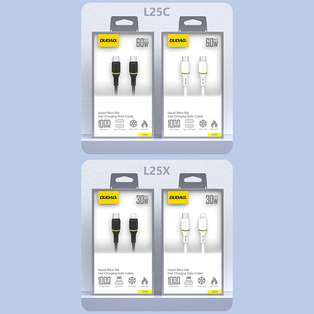 Dudao L25C USB-C - USB-C Silikone kabel 60W 1m - Hvid