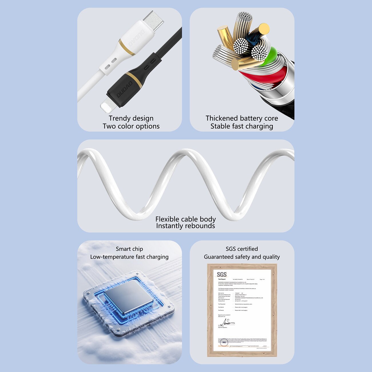 Dudao L25T USB-A - USB-C Silikone kabel 5A 1m - Hvid