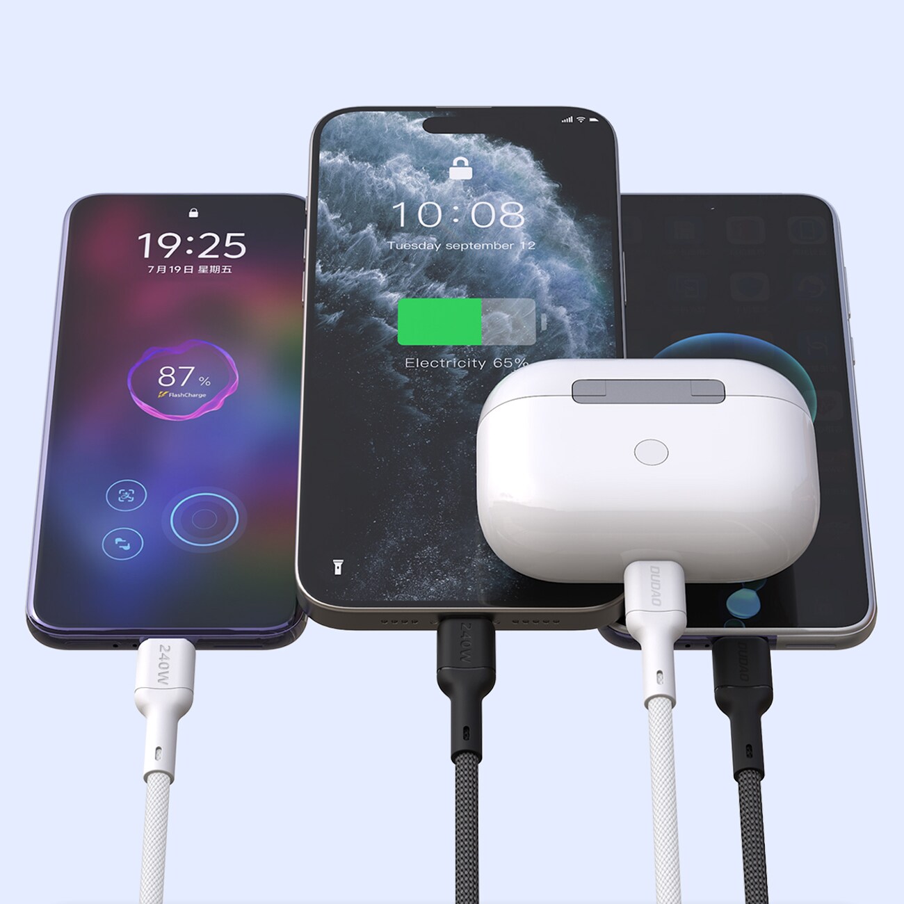 Dudao L9C Max 240 W USB-C-kabel, 2 m – Svart / PD-kabel / USB-C-opladerkabel