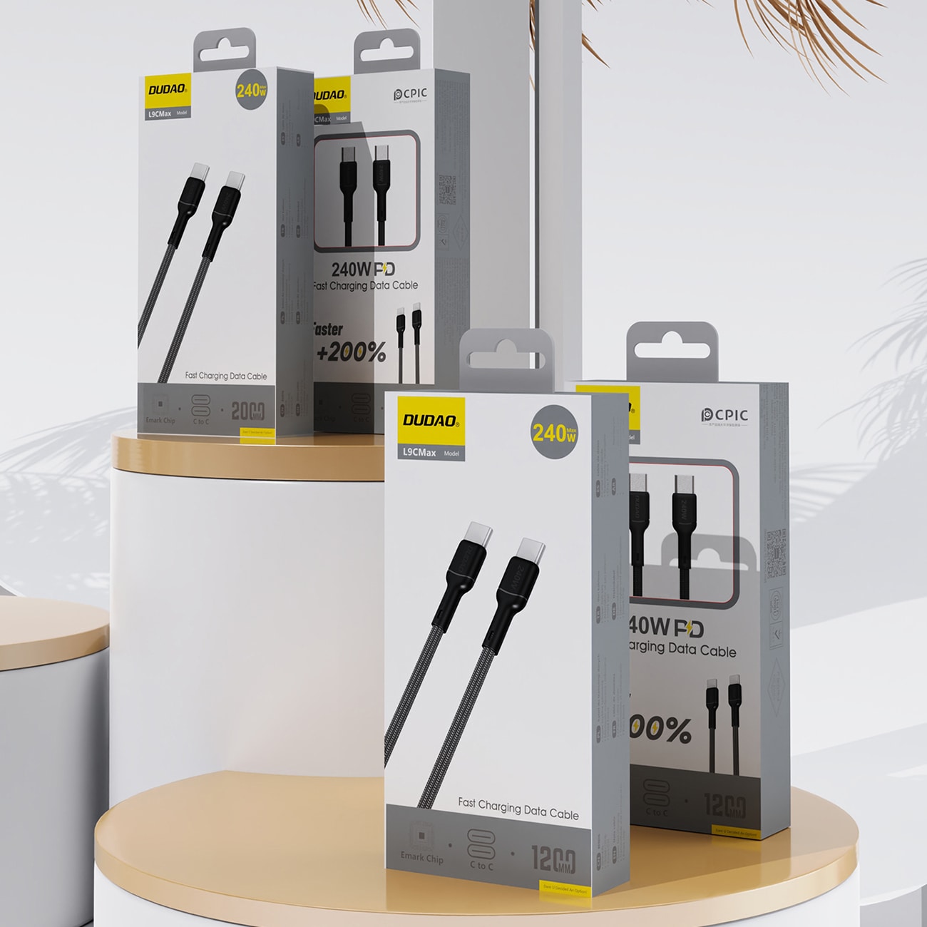 Dudao L9C Max 240 W USB-C-kabel, 2 m – Svart / PD-kabel / USB-C-opladerkabel