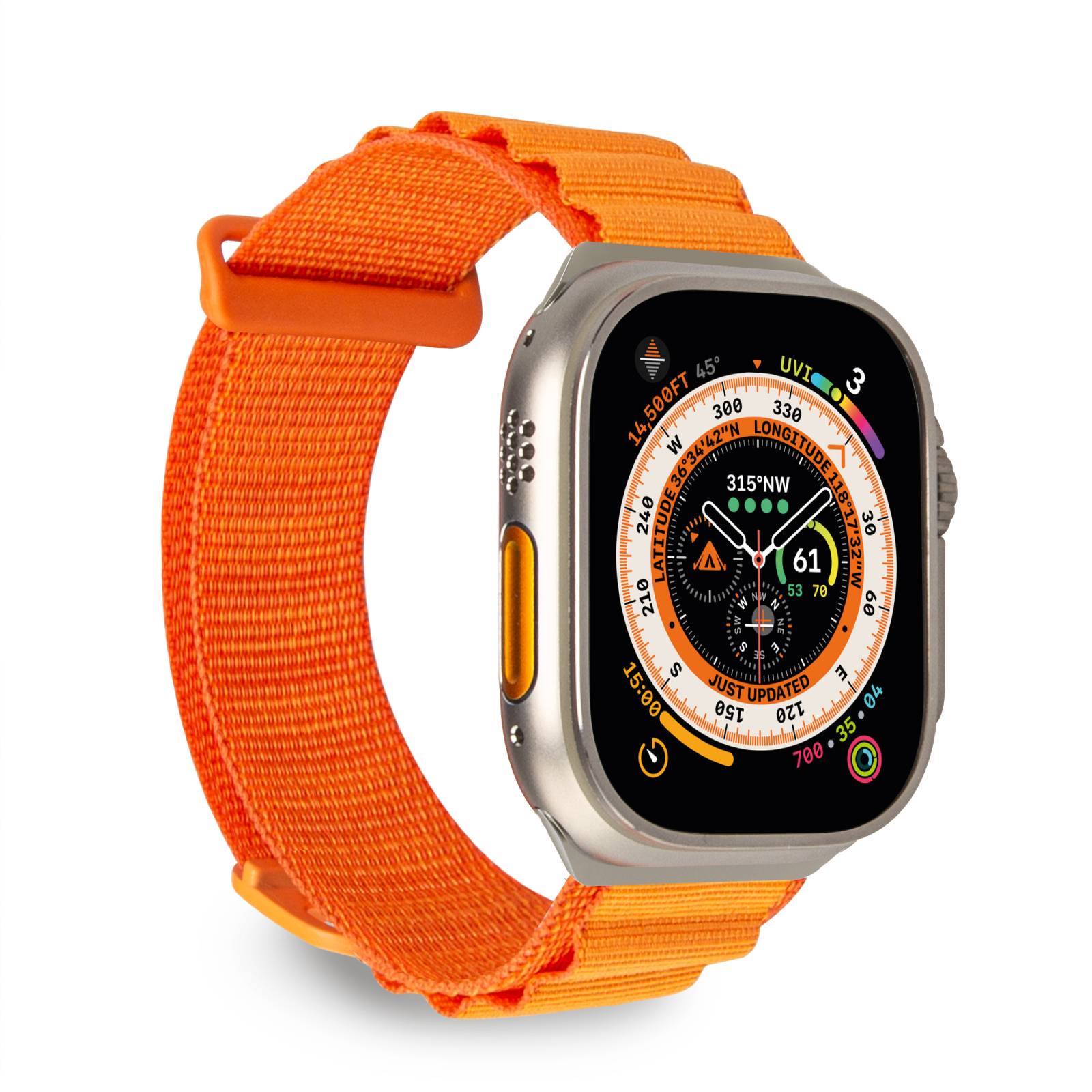 Puro Extreme nylonrem til Apple ur 42 / 44 / 45 / 49 mm - Orange