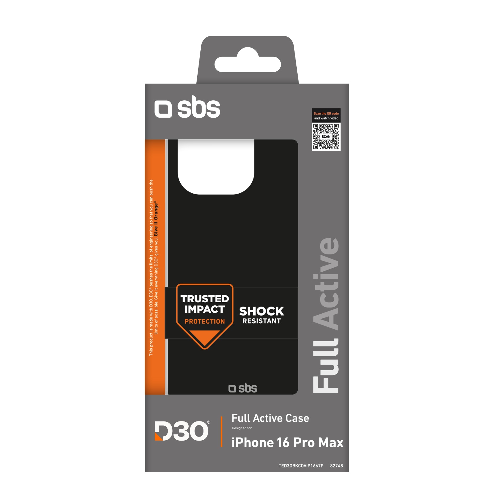 SBS Full Active D3O-etui til iPhone 16 Pro Max - Sort