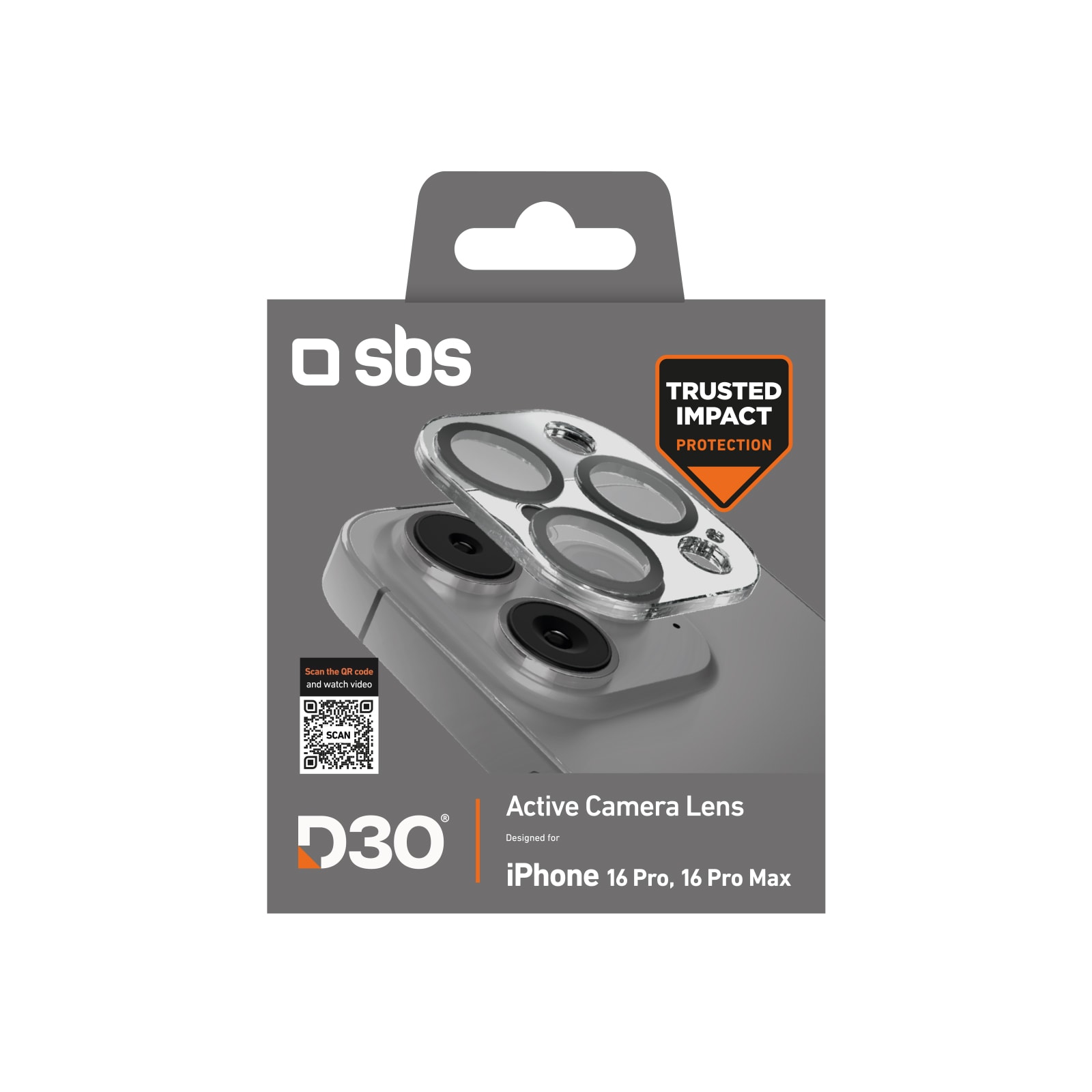 SBS Active Camera Lens D3O hærdet glas til iPhone 16 Pro / 16 Pro Max-kamera