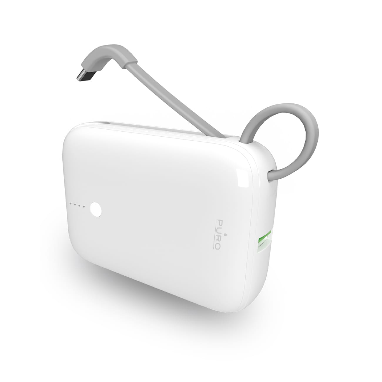 Puro Power Link 10 Plus 10000mAh Power Bank med indbygget USB-C-kabel - Hvid