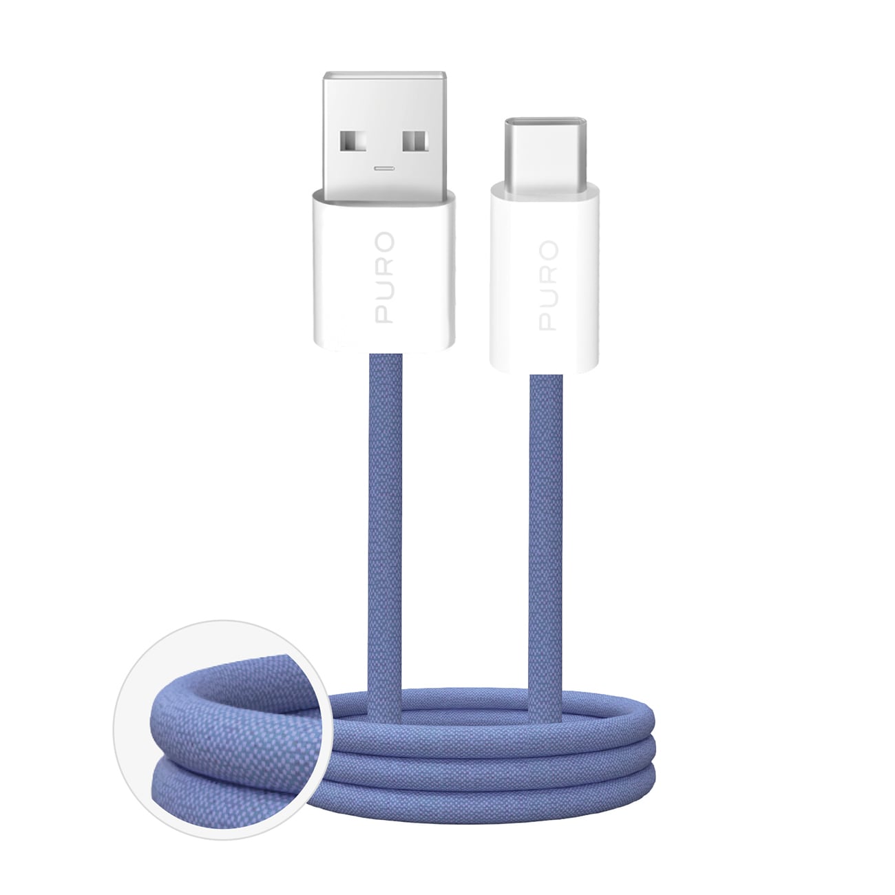 Puro Fabrik 2.0 10W USB-A - USB-C Flettet kabel 1,5 m - Blå