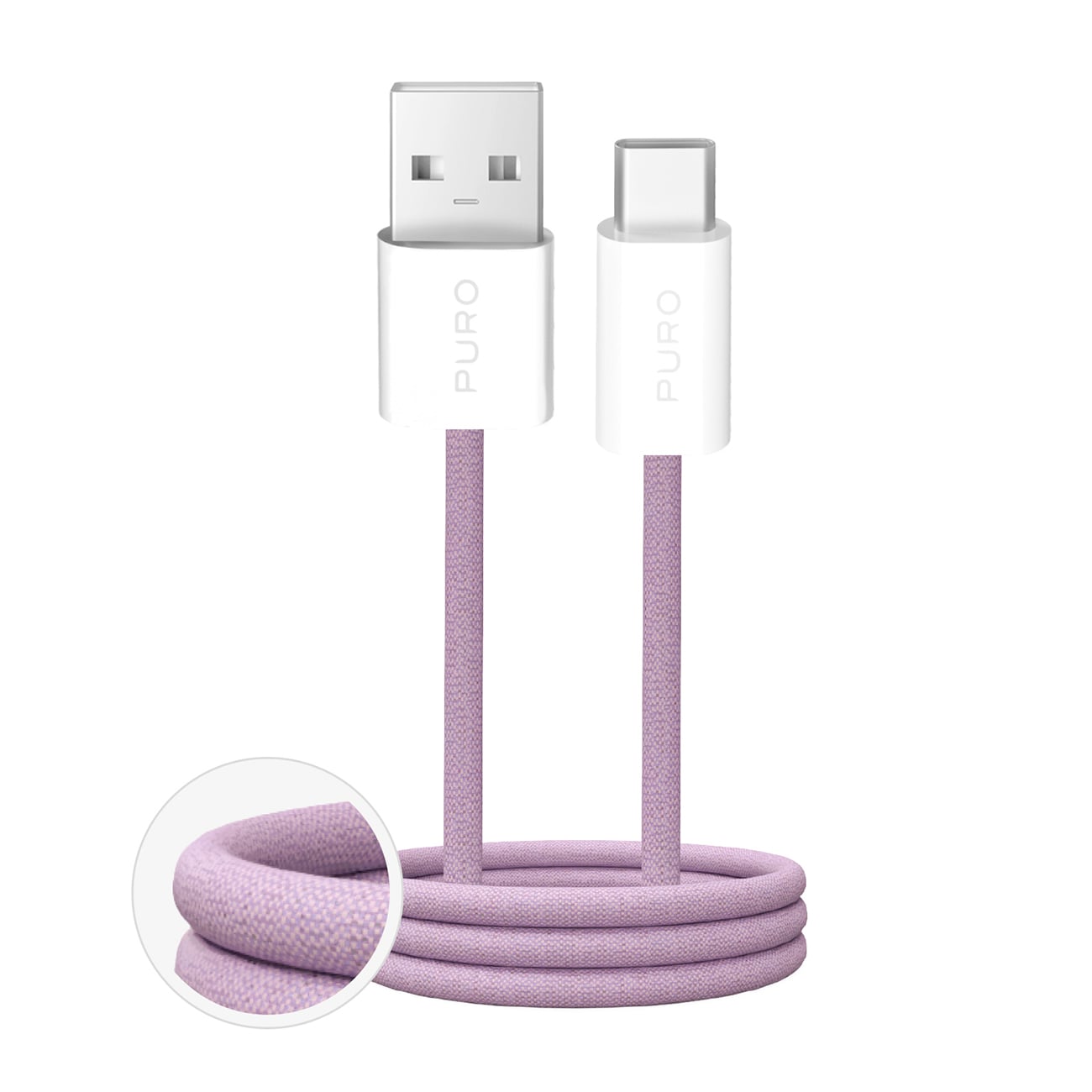 Puro Fabrik 2.0 10W USB-A - USB-C Flettet kabel 1,5 m - Pink