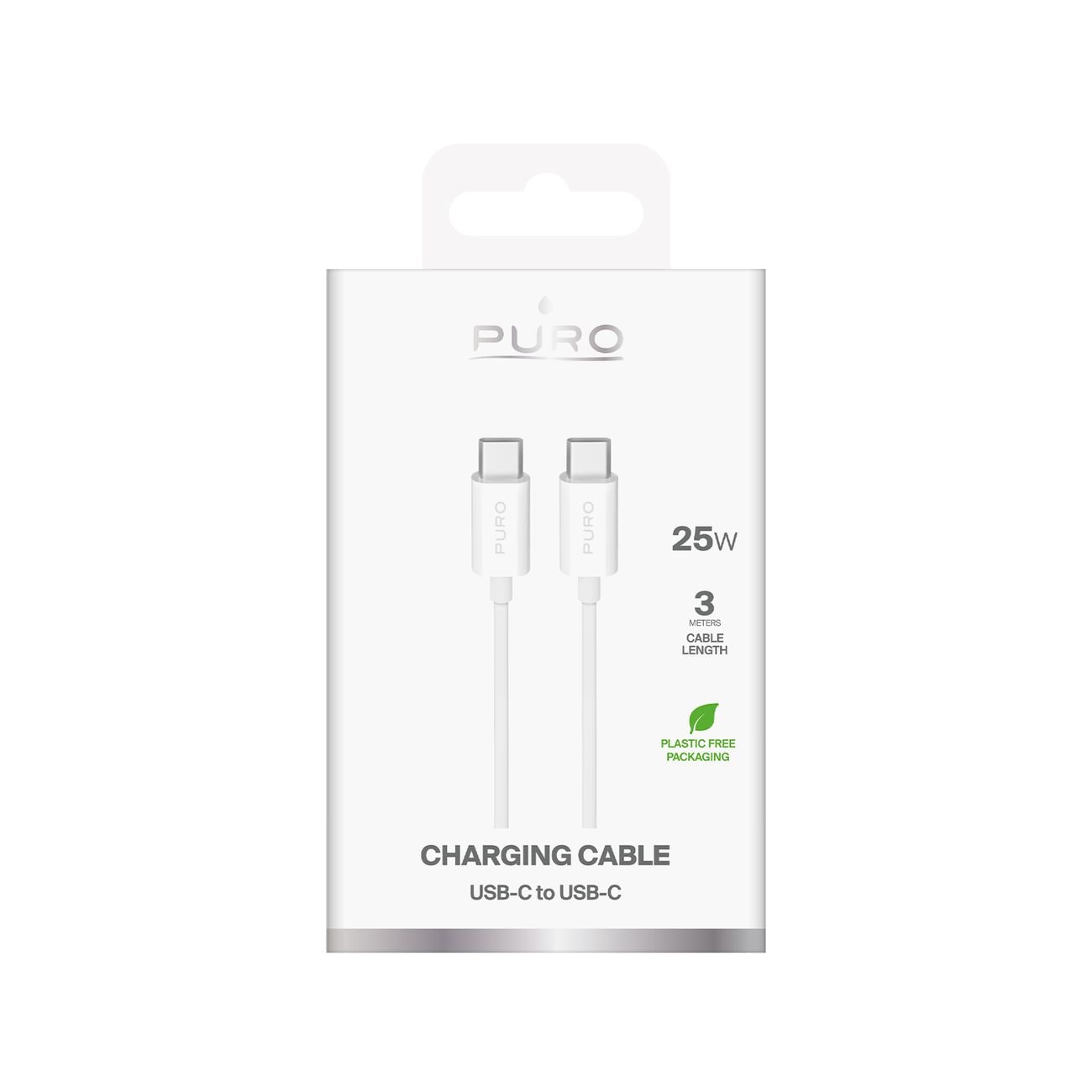 Puro TPE 25W USB-C - USB-C 3m kabel - hvid