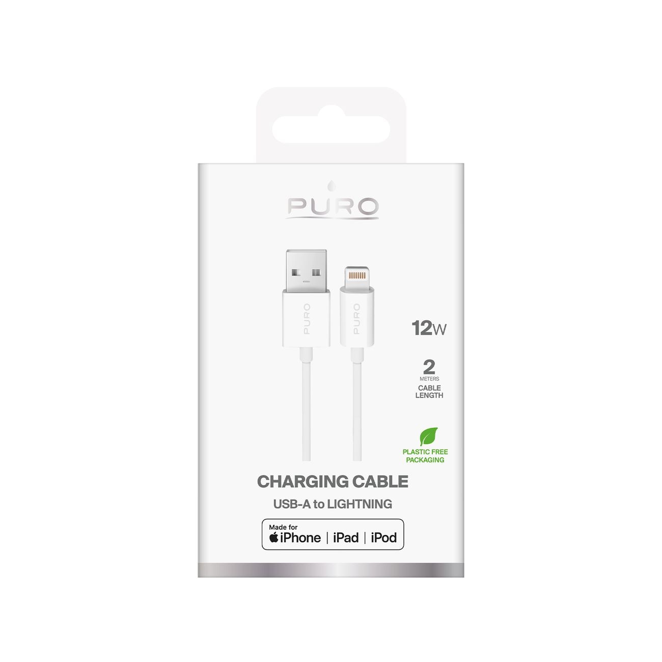 Puro TPE 12W USB-A - Lightning-kabel 2 m - hvid