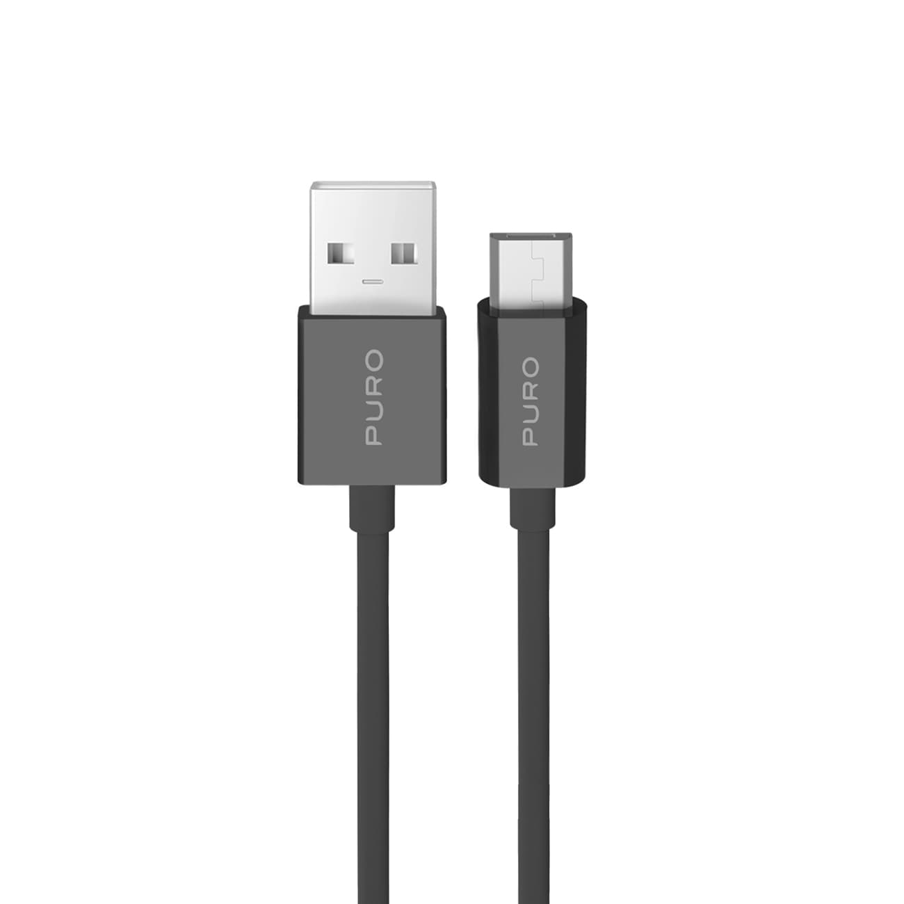 Puro 12W TPE USB-A - microUSB 2m kabel - Sort