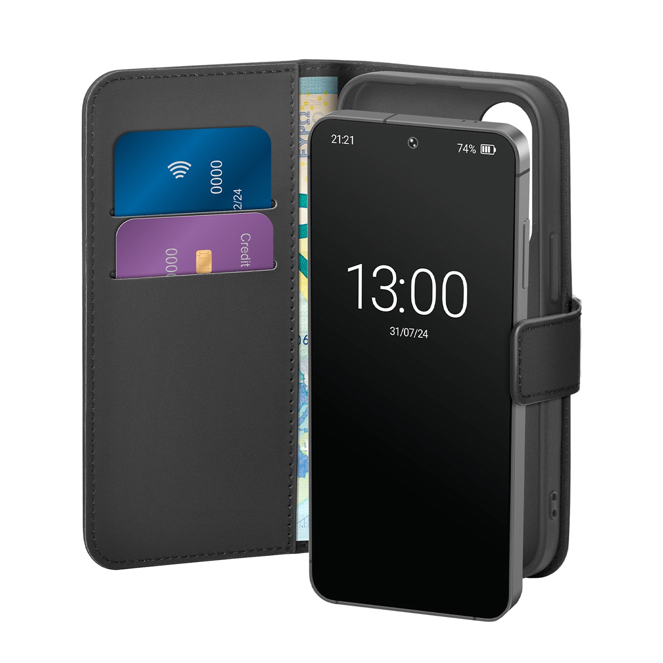 Puro Booklet-etui med flip og pung til Samsung Galaxy S25 - Sort