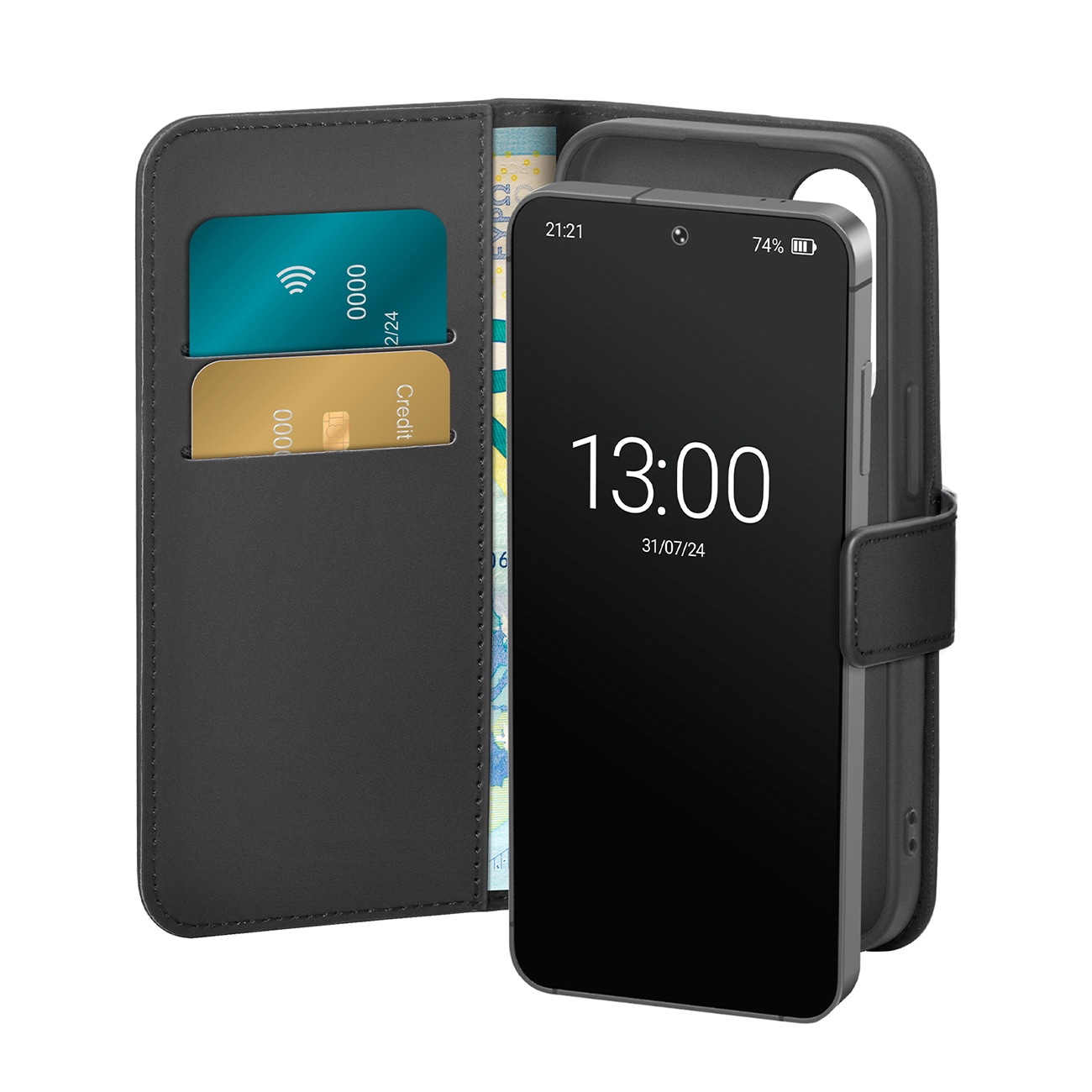 Puro Booklet-etui med flip og pung til Samsung Galaxy S25+ - Sort