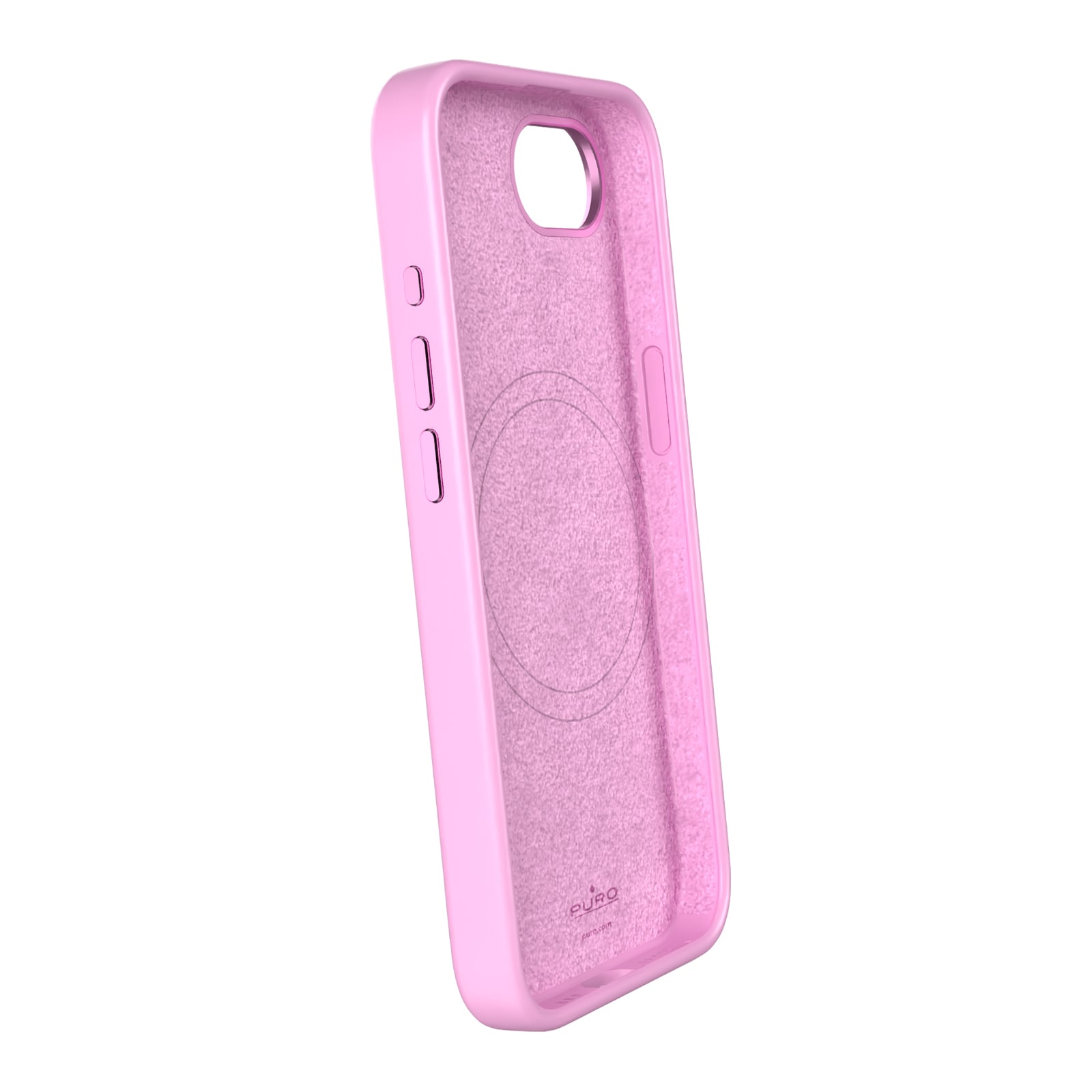 Puro Liquid Silicon Cover "ICON MAG PRO" med Magsafe, metalknapper, kameraring til iPhone 16E, pink