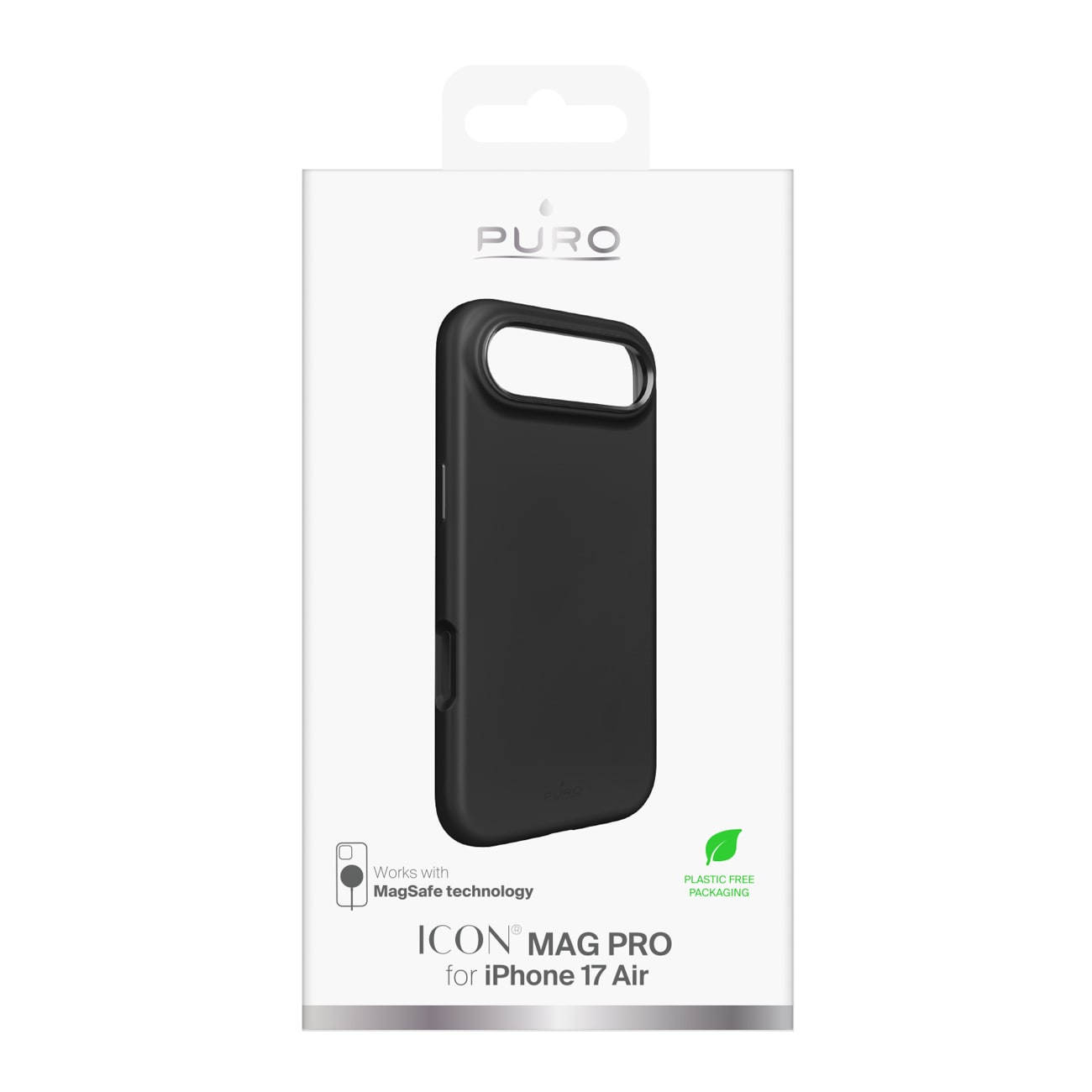 Pure Icon Mag Pro silikoneetui til iPhone 17 Air, MagSafe, med kamerabeskyttelse - Sort