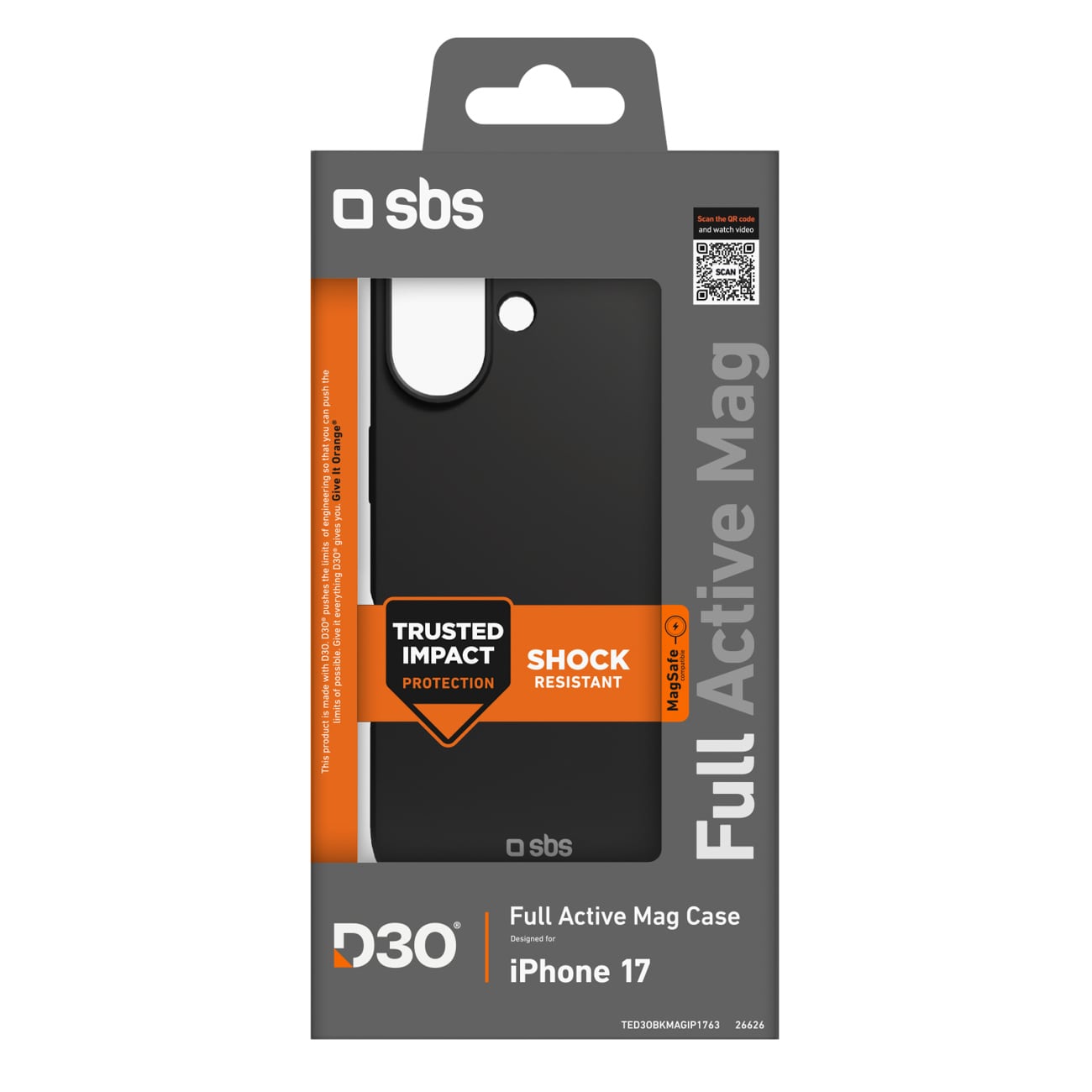 SBS Full Active Mag Case med D3O-teknologi til iPhone 17 - Sort