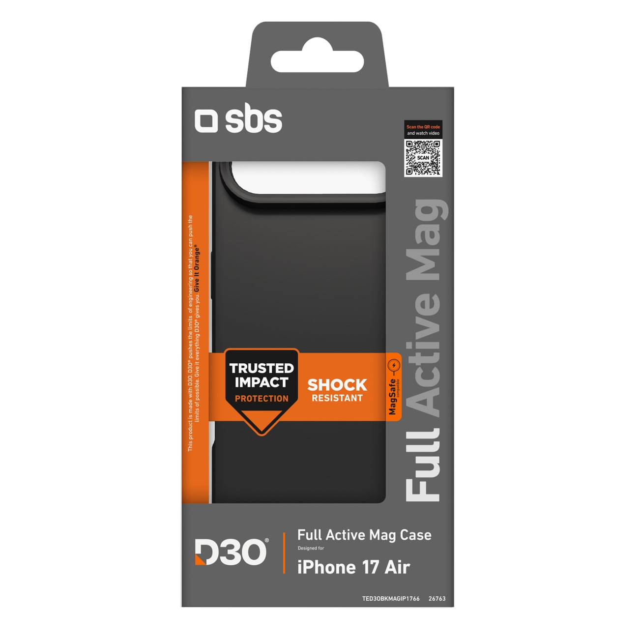 SBS Full Active Mag Case med D3O-teknologi til iPhone 17 Air - Sort