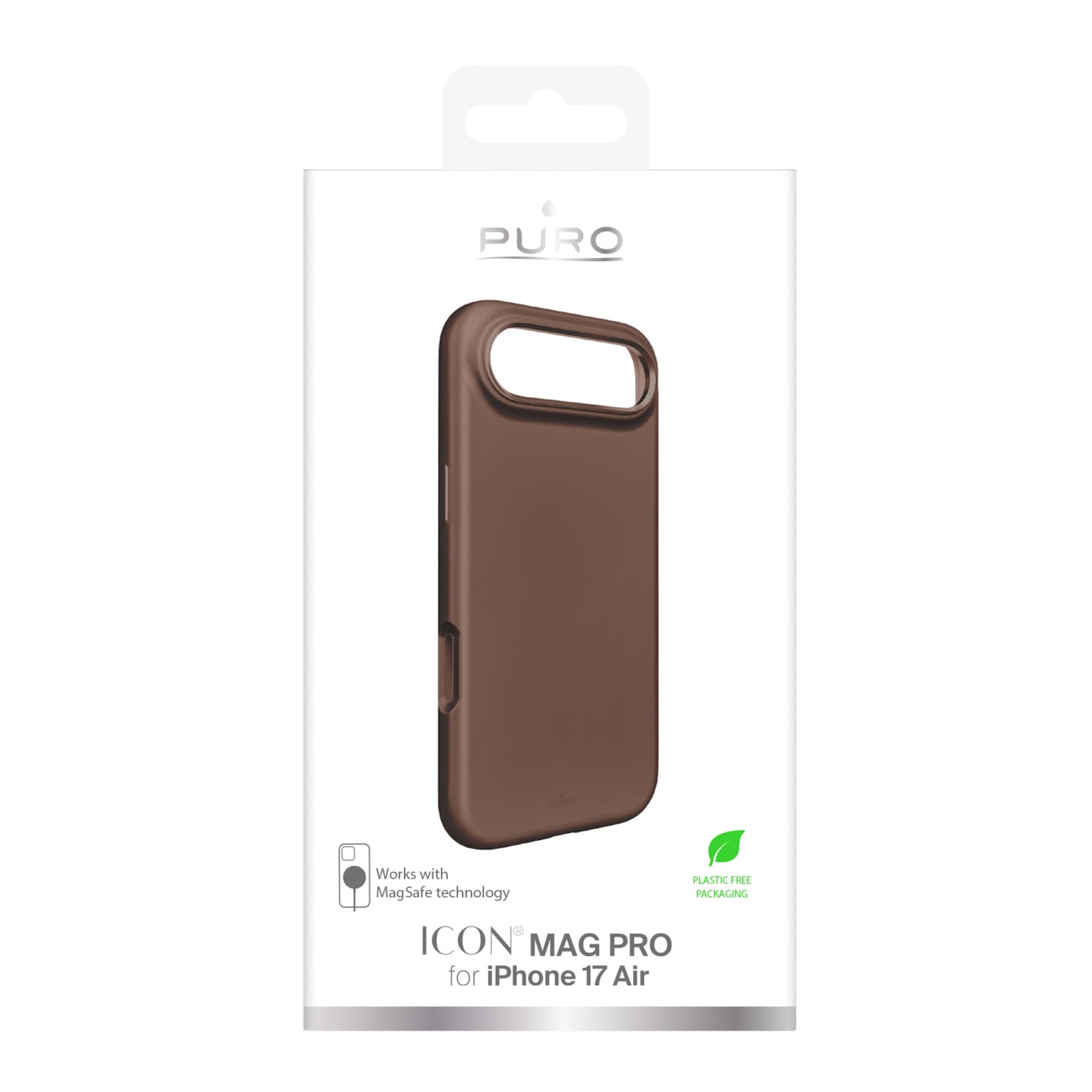 Pure Icon Mag Pro silikoneetui til iPhone 17 Air, MagSafe, med kamerabeskyttelse - Brun