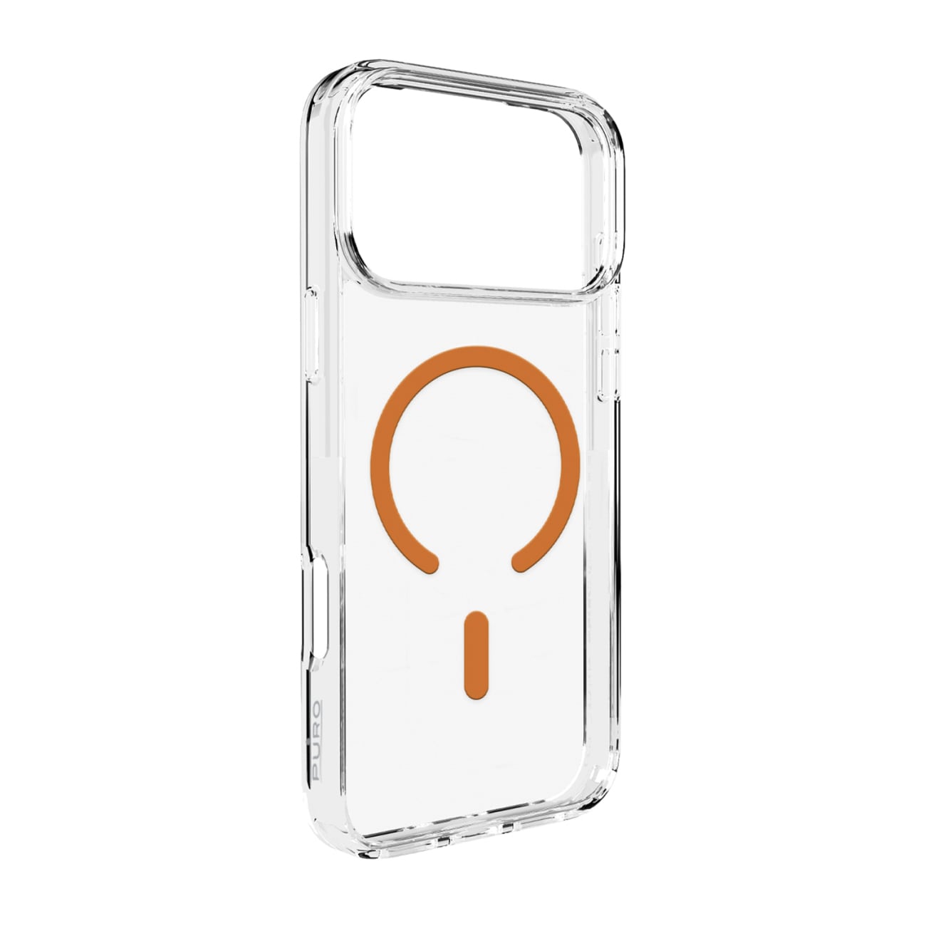 Puro Lite Mag TPU+PC-etui kompatibelt med MagSafe til iPhone 17 Pro - gennemsigtigt med orange ring