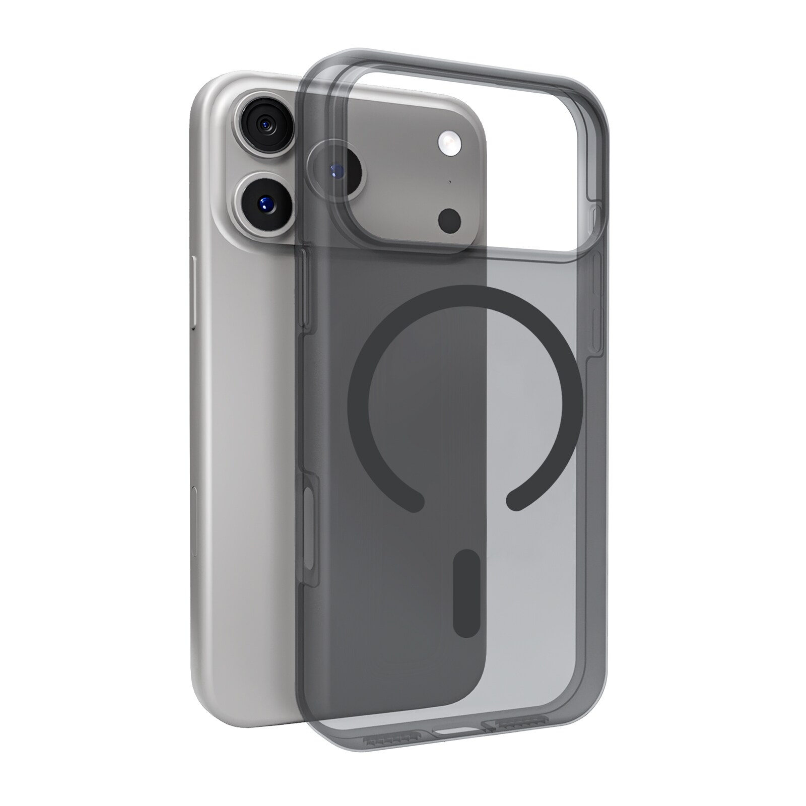 Puro Daylight Magsafe-kompatibelt silikoneetui til iPhone 17 Pro - Gennemsigtig sort