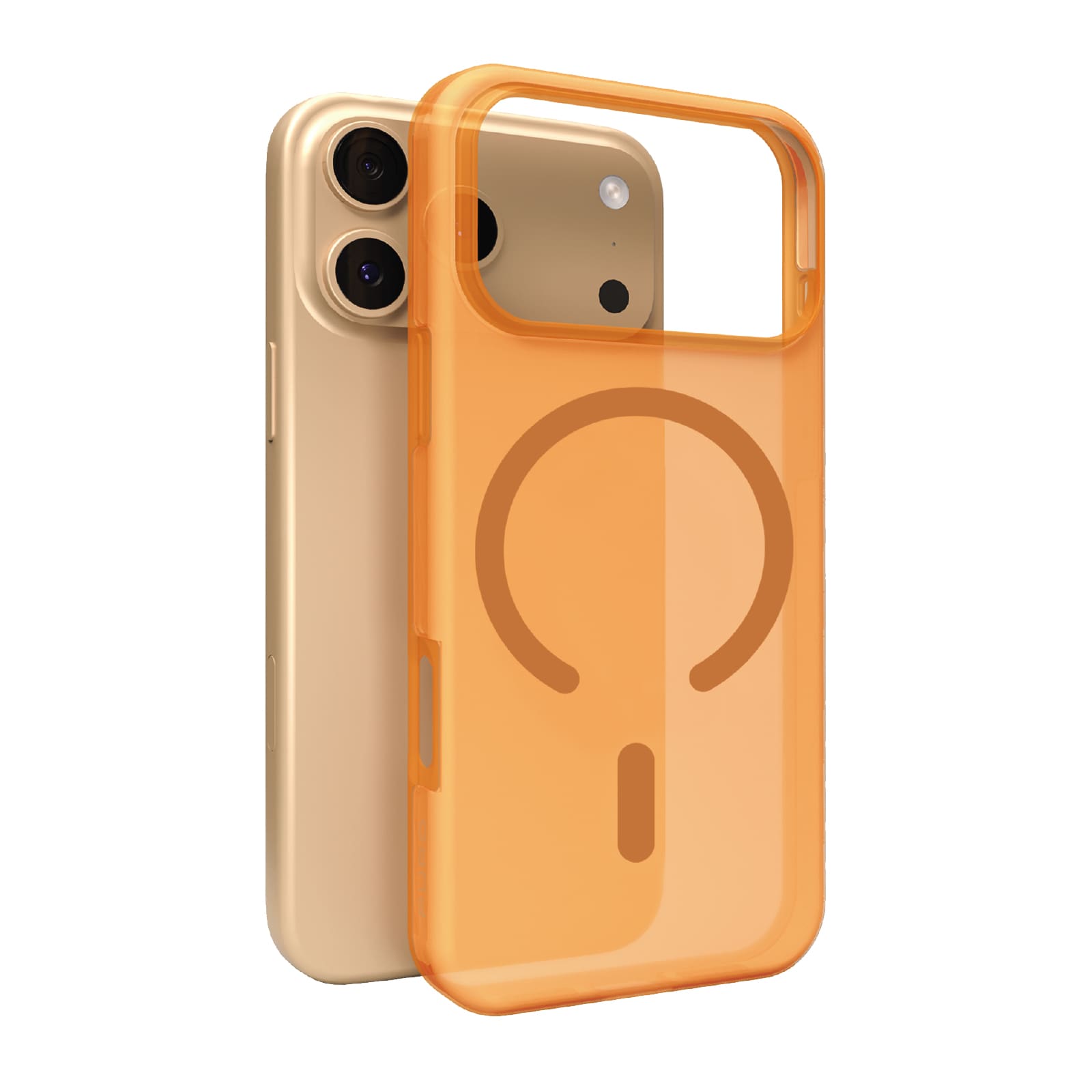 Puro Daylight Magsafe-kompatibelt silikoneetui til iPhone 17 Pro Max - Gennemsigtig orange