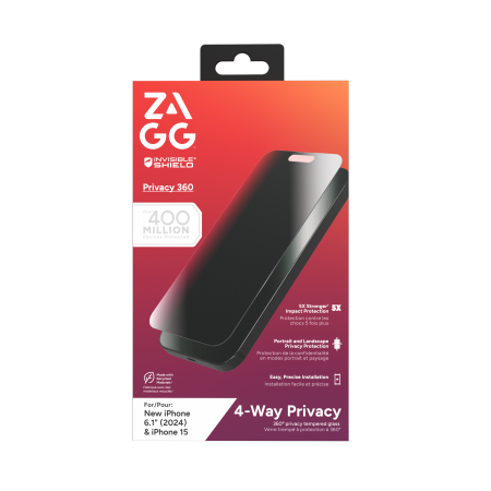 ZAGG InvisibleShield Glass Elite Privacy 360 til iPhone 15 / 16