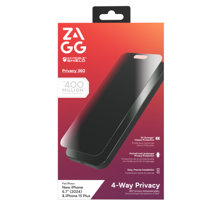 ZAGG InvisibleShield Glass Elite Privacy 360 til iPhone 15 Plus / 16 Plus