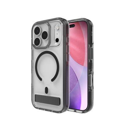 ZAGG Santa Cruz Snap KS MagSafe-etui med stativ til iPhone 17 Pro - Klar og sort