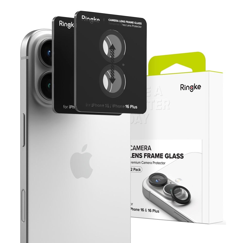 Ringke Camera Frame Protector 2-pack til iPhone 16 / 16 Plus - Sort