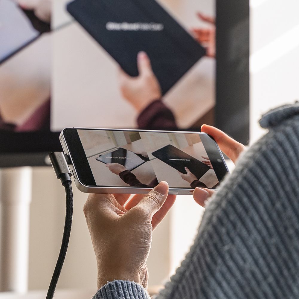 Ringke 3.2 gen. 2x2 USB-C, PD 3.1 240W 2m vinklet kabel - sort