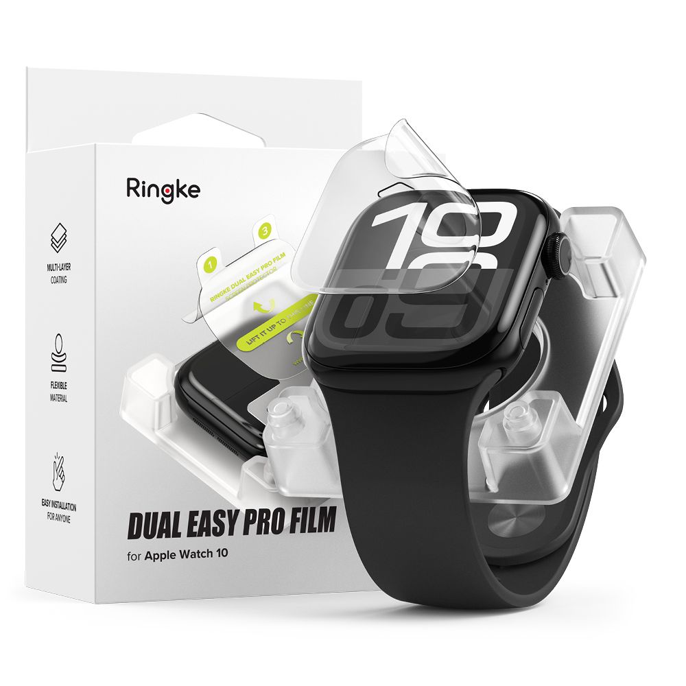 Ringke Dual Easy Pro 2-pak beskyttelsesfilm til Apple Watch 10 42mm - Transparent