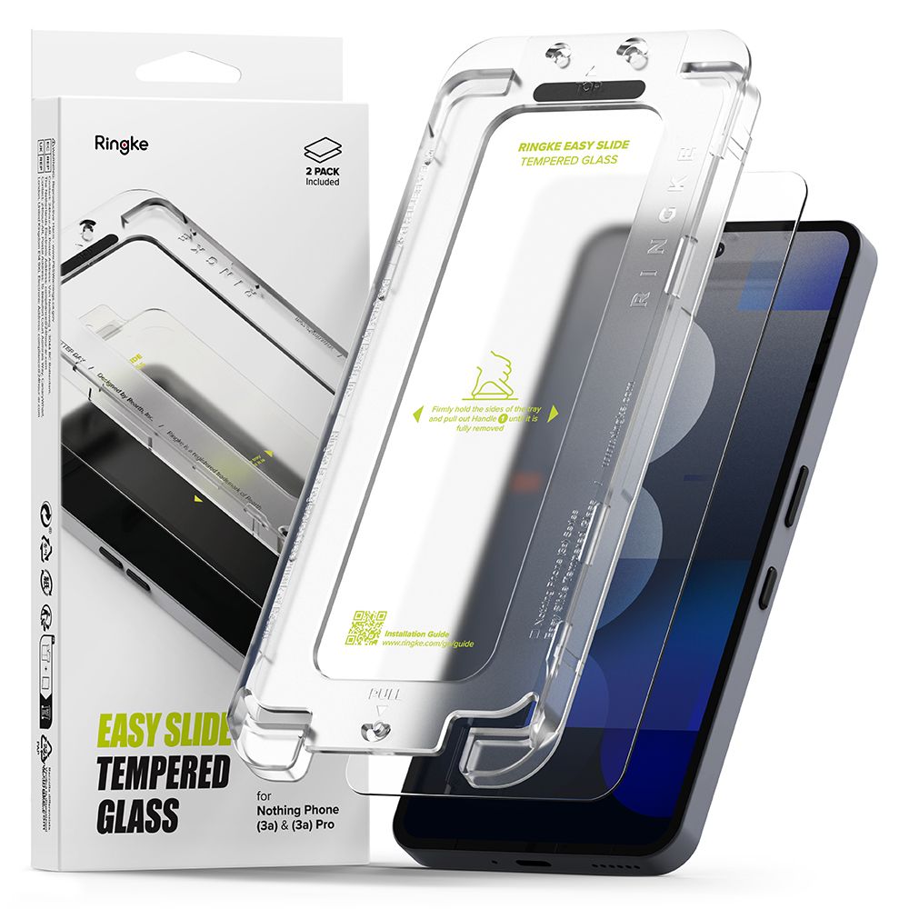 Ringke Easy Slide hærdet glas 2-pak til Nothing Phone 3A / 3A Pro - Klar