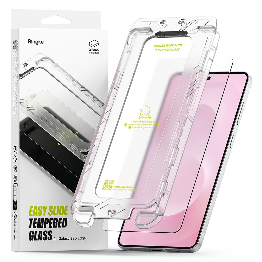 Ringke Easy Slide 2-pak hærdet glas til Samsung Galaxy S25 Edge - transparent