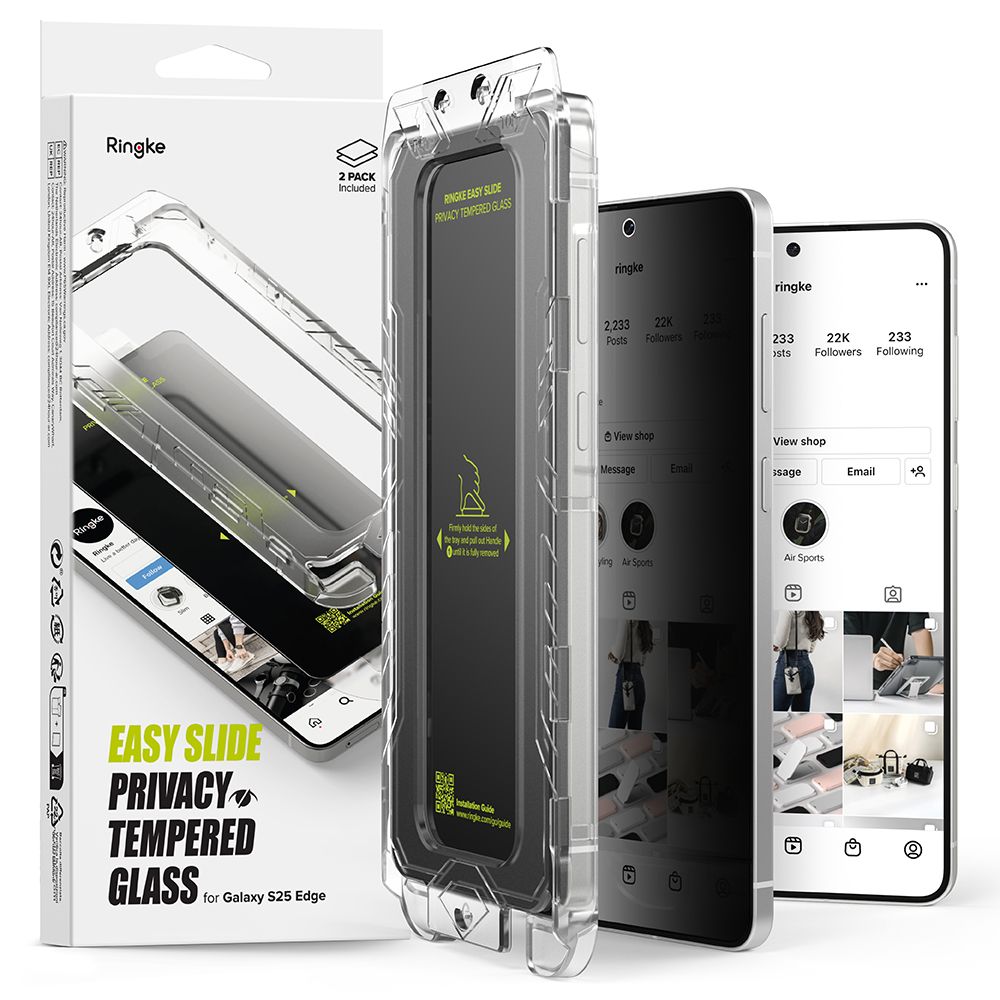 Ringke Easy Slide 2-pak Privacy Glass til Samsung Galaxy S25 Edge