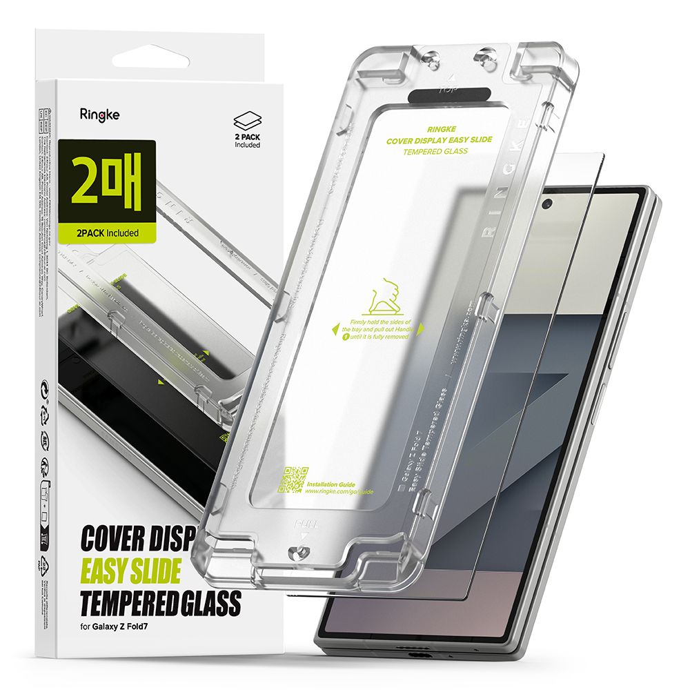 Ringke Cover Display Easy Slide Hærdet glas 2-pak til Samsung Galaxy Z Fold 7 - Transparent