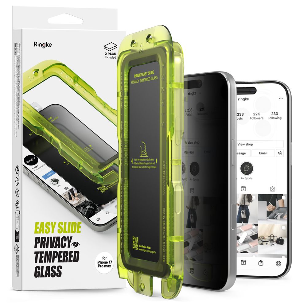 Ringke Easy Slide 2-pak Privacy Glass til iPhone 17 Pro - Sort