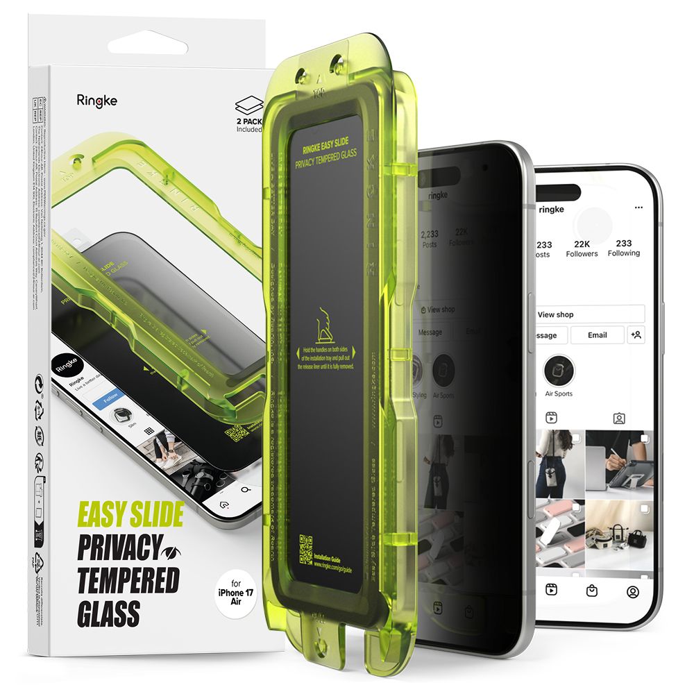 Ringke Easy Slide 2-pak Privacy Glass til iPhone 17 Air - Sort
