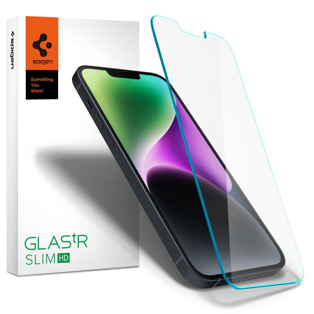 Spigen Glas.tR Slim hærdet glas til iPhone 13 / 13 Pro / 14 / 16e